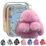 2026 New Bunny Lulu Keychain with Tin, Lulu Bunny Halloween Keychains, B-unnyL-ulu Handmade Soft B-unny Key-chain (Light Purple)