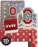 Ohio State party supplies with OSU tablecloth plates and napkins (37 piece set) for graduation, football tailgating, and birthday party decorations (Serves 12) (Ohio State Buckeyes)