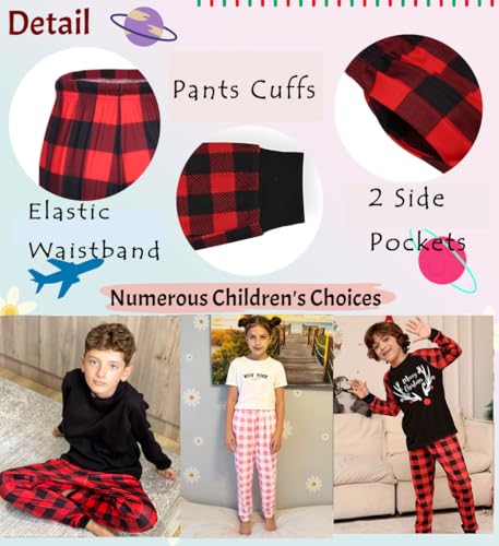 Ekouaer Boys Jogger Pajama Pants Long Plaid Pj Pants Elastic Waistband Lounge Pants with Pockets4