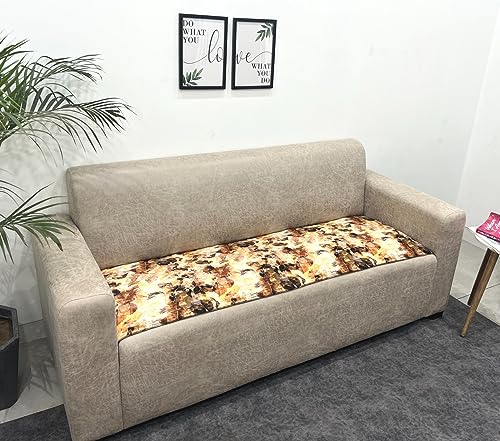 Image of Printed seat Cover for Sofa 2 Seater with Heavy Antiskid Backing & Easily Machine Washable Sofa seat Runner for Couch or Home Living Area (22 X 48 Inches) Brown