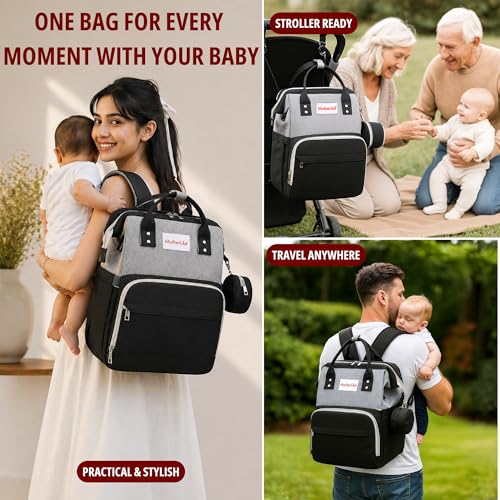 Image of Diaper Mommy Bags For Mothers for Travel - Hospital Baby Maternity Bag for Delivery Women - New Born Baby Essentials - Water-Resistant Fabric & Insulated Bottle Holders - 22 L, 13 Pockets