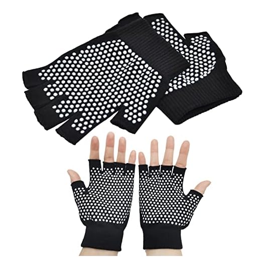 SwirlColor Guantes Antideslizantes para Yoga, Pilates, sin Dedos, con Puntos de Silicona Blancos (1 par de Guantes), EU 36-38 (Negro)