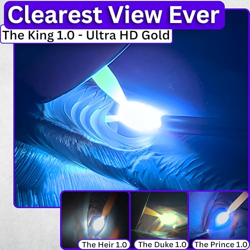 The King 1.0 | Shade 5-13 Adjustable Gold Auto Darkening Welding Lens | 2" x 4 1/4" x 0.33" | Adjusts From Shades 5-13 (9 Lenses In 1) | Gold Front - Deep Blue Weld View | Ridge Products Royal Series by Ridge Products - Image 2