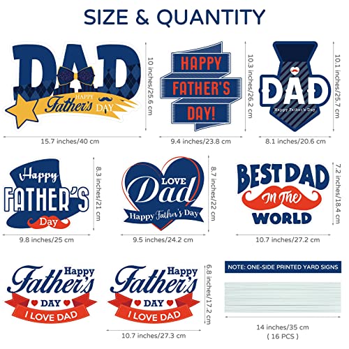 Adxco 8 Packs Happy Father's Day Yard Signs Love Dad Lawn Signs With Stakes Heart And Banner Dad Yard Signs Waterproof Outdoor Father's Day Lawn Decorations For Dad Party Supplies #TOP1