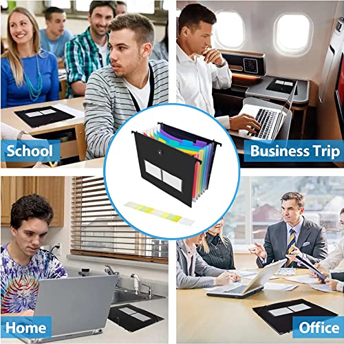 Ikaufen 4 Pack Expanding Hanging File Folders, 7 Pockets Accordian File Organizer For Document Bill, Large Capacity, Multi-Color Tabs, Letter Size For Filing Cabinet #TOP4