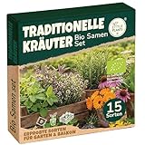 Bio Traditionelle Kräuter Samen Set - 15 Sorten Heilkräuter Samen - Saatgut - Kräutersamen Set zum Anbauen im Garten oder Hochbeet