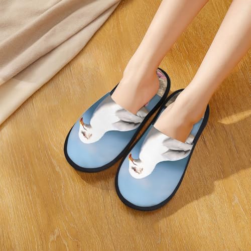 LZQPOEAS Pantoufles mignonnes en fourrure de mouette pour homme et femme - Chaussons en mousse à mémoire de forme - Chaudes et confortables - Chaussures d'hiver pour l'intérieur et l'extérieur, noir, – vue 2