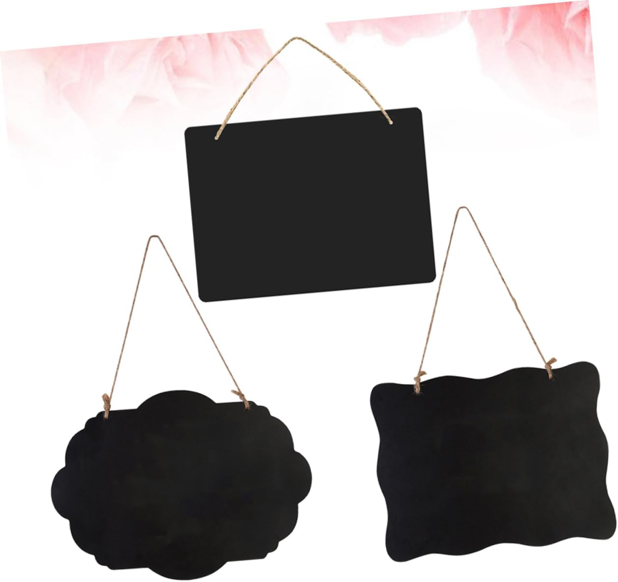 Housoutil 3pcs Mini Wooden Double-Sided Message Board Creative Blackboard for Home Office Decorative Blackboard Wavy Edges