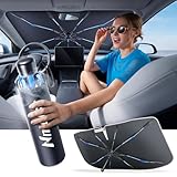 [Drive to Superior Coolness & Comfort] Nmoiss Ice Rib Windshield Sun Shade Umbrella High Speed ​​Cooling 99% UV Blocking Protects Car from Sun and Heat Damage Medium (56" L x 31" W)