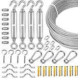 String Light Hanging Kit 100FT Stainless Steel Light Guide Wire Outdoor Vinyl Coated Wire Rope,...