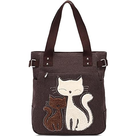 KAUKKO Women Canvas Handbag Shoulder Bag Cat Big Tote Bag Cover