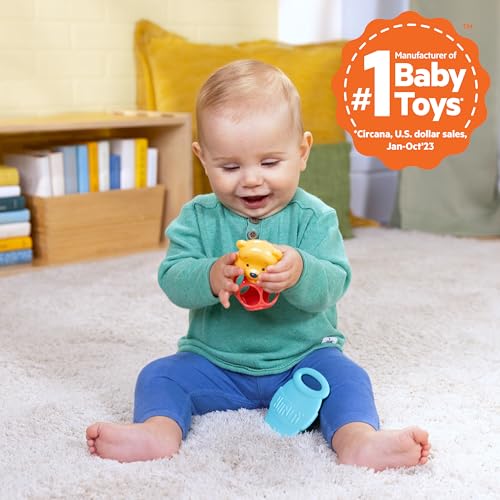 Image of Bright Starts Disney Baby Winnie The Pooh Hunny & Shake Rattle & Teether, Stroller Toy for On The Go, Newborns & Up