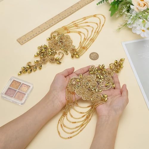 Patchs épaule couture strass perlé pour customisation accessoires DIY robe