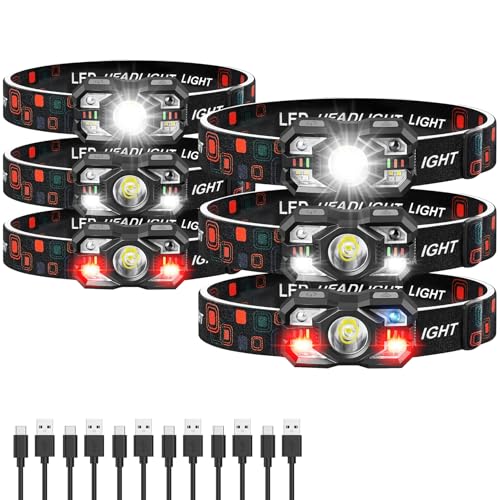 Northlet Headlamp Rechargeable 6Pack, 3000 Lumen Ultra-Light Bright Headlamp Flashlight