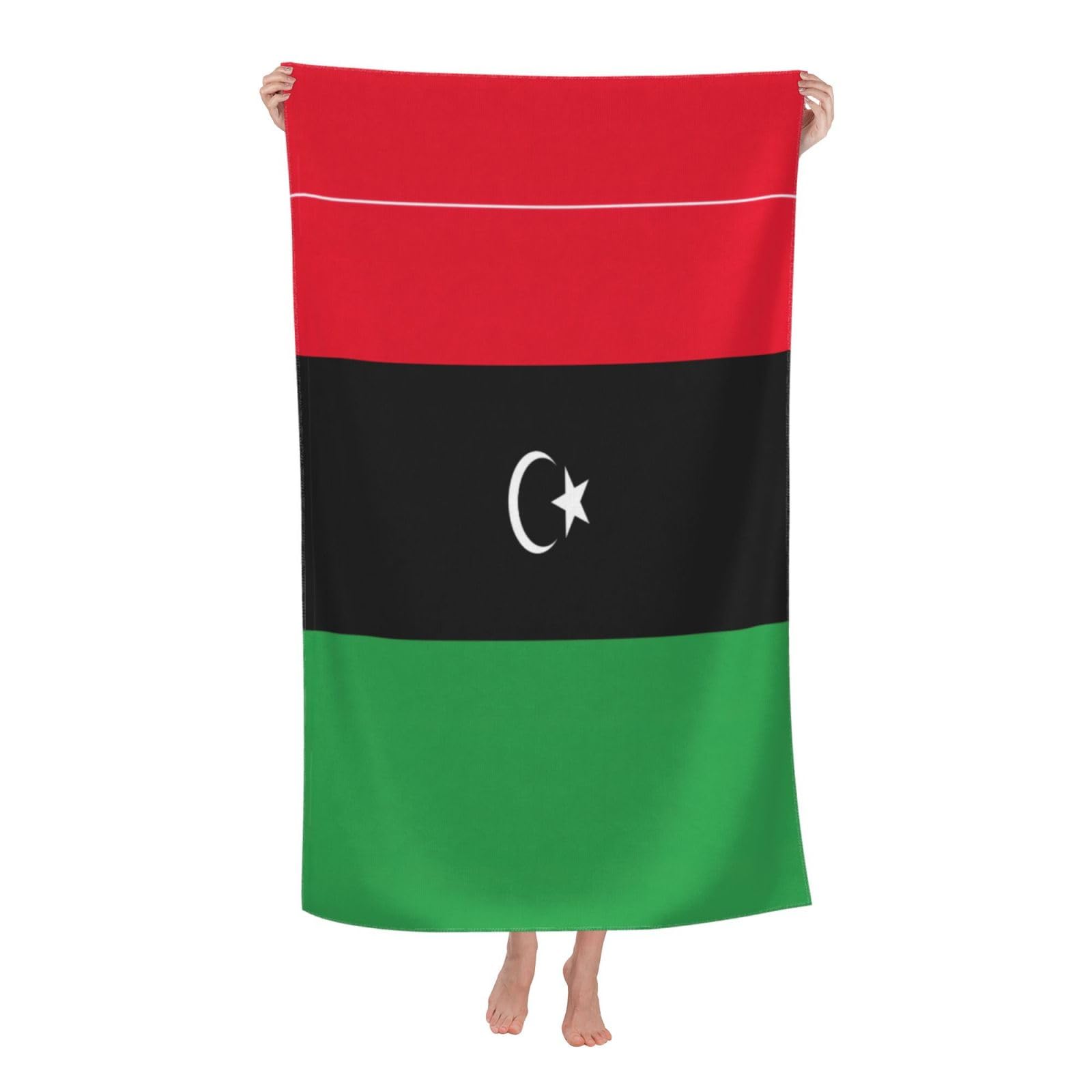 NImongt Libyan Flag Print Oversized Adult Beach Towel For Travel Weekend Getaways Festivals Camping Trips