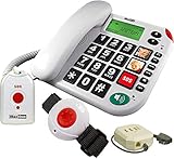 Ein Hilferuf kann durch Druck auf die SOS-Taste am Telefon oder einen der Sender erfolgen. Die Reichweite eines Senders beträgt bis zu 30 Meter im Haus.