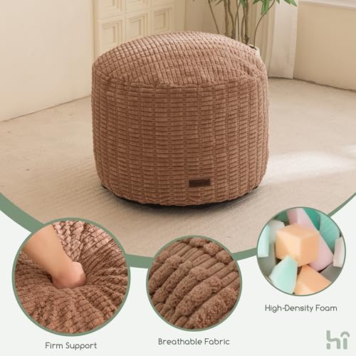HIGOGOGO Pouf Ottoman Stuffed Round Modern Foam Filled Foot Rest Poufs for Living Room Chair Decorative 26 X 18 Inches Boho Relax Stool for Wedding Christmas Party, Brown by HIGOGOGO - Image 6