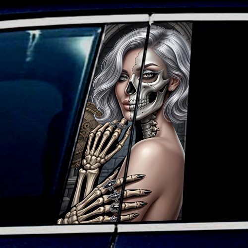 Image of Halloween Cars Body Horror Sticker, Classic Horror Movie Characters Peeking Decal Michae Waterproof Scary Vinyl Stickers for Bumper Car Decals 11in*18.89in (Skeleton Hand Beauty)
