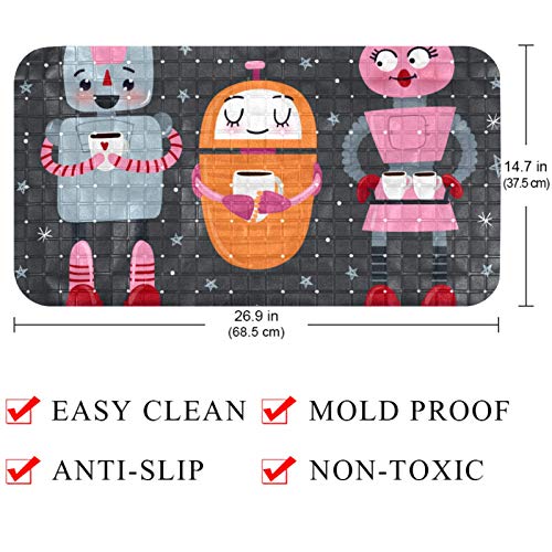 Alfombrilla de baño para bebé Bennigiry de 37x68 cm con ventosas y diseño de estrellas de robot 5
