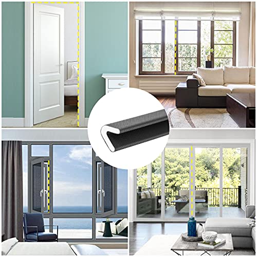 Weather Stripping Seal Strip For Doors/Windows Black, 1/2 Inch Wide V Shape Foam Self-Adhesive Door Jamb Weatherstrip Gap Blocker, Soundproofing/Gaps Anti-Collision, Black #TOP4