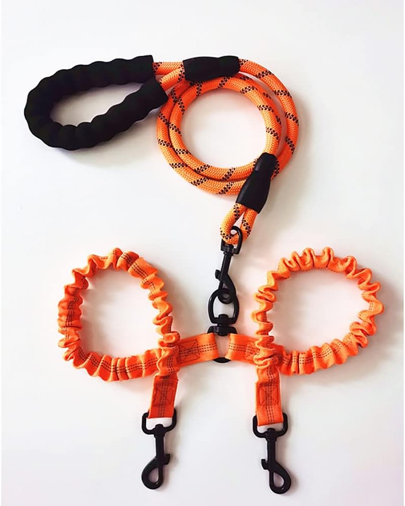 Dog Leash dog Lead Leash Two Dogs Leash Coupler Double Twin Lead Walking Dog Leash es 1Pcs Orange