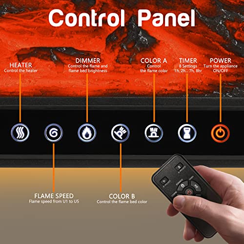 Zafro Electric Fireplace Stove, Electric Fireplace Heater With Adjustable Brightness, Indoor Fireplace With Realistic Flame Effects, Space Fireplace With Overheating Protection, 2 Heating Modes, Black #TOP3