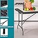 ZenStyle Indoor Outdoor Heavy Duty Plastic Folding Table Portable Picnic Table Fold-in-Half Utility Table w/Handle and Steel Legs for Camping, Dining, Party (Black, 6ft)
