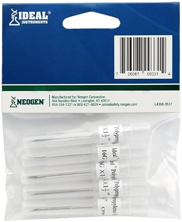 neogen corporation 9331 5 Pack, 16 Gauge x 1-1/2", Poly Hub Disposable Needle