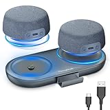 Dual Bluetooth Speaker Set with Magnetic Base & Phone Stand - TWS Stereo Sound, 10H Playtime, 3H with RGB Music Lights On- Bluetooth Wireless Speaker for Home Theater, Outdoor,TV Watching, Multi Room