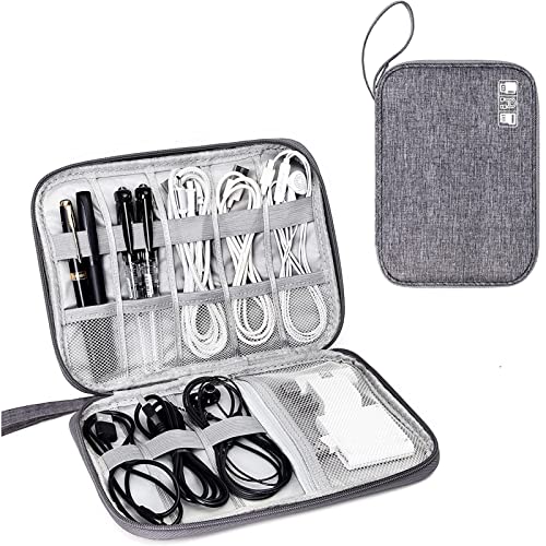 Cable Organiser Bag Electronics Accessories Bags Portable Case Universal Carry Travel Gadget for Cables, Flash disk, USB drive, Charger, Power Bank, Earphone, Headphone Travel Accessories (Grey)