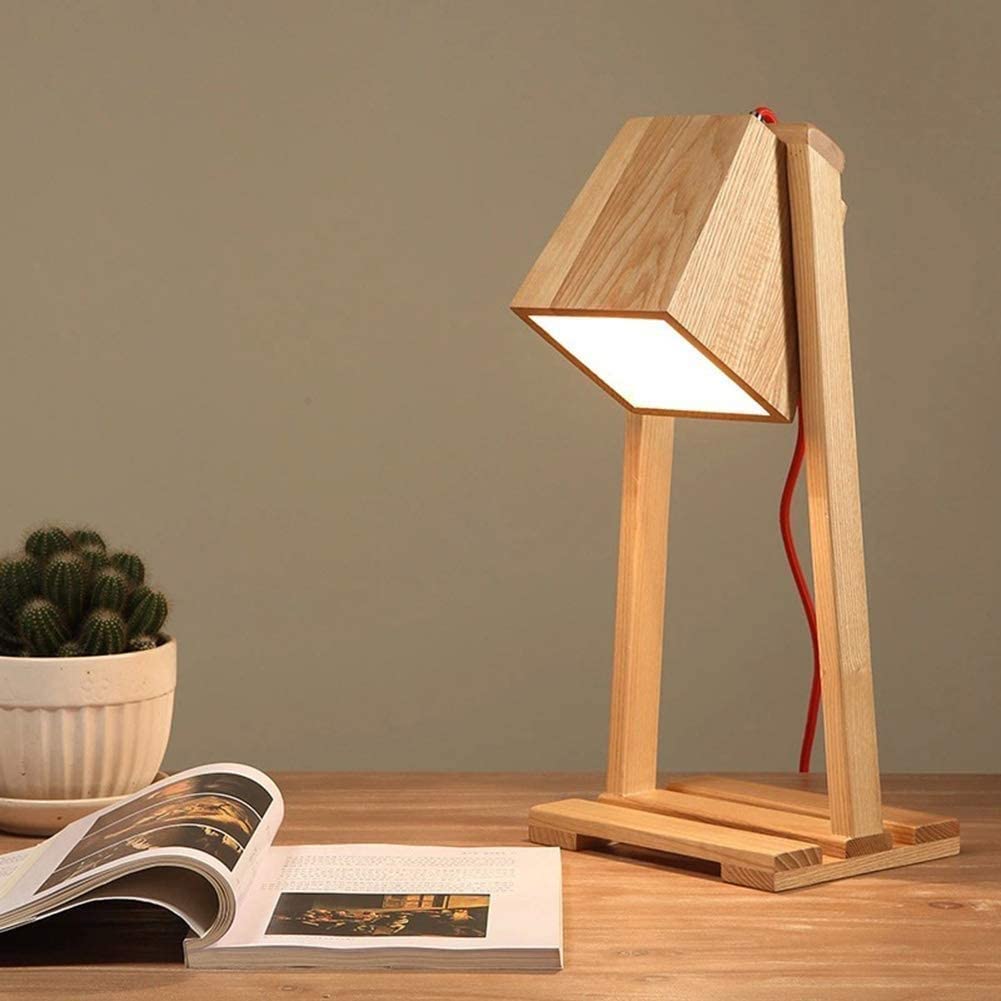 Büro Nachttischlampe Kreative Tischlampe, Einfache Hölzerne Schreibtischlampe, Büro, Student, Arbeitszimmer, Schlafzimmer, Nachttischlampe, Augenschutz Tischlampe Nachtlicht