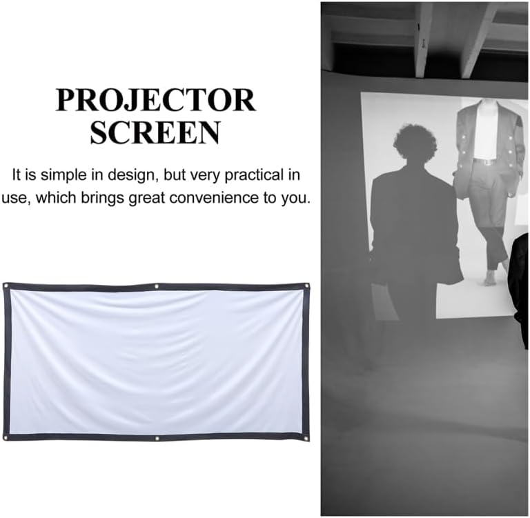 Portable Projector Screen Anti-Crease Cloth for Home Theater and Easy Installation with Hooks for Weddings Schools and Presentations