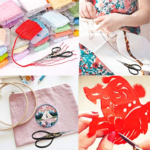 Bihrtc 4.33 Inches Vintage European Style Stainless Steel Auspicious Clouds Scissors For Needlework, Embroidery, Sewing, Craft, Art Work & Everyday Use (Black) #TOP4