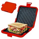 Microwave Toastie Maker, Non-Stick Removable Grill Pan Cheese Toastie Maker, Extra Crispy Microwavable Toasties Maker, Dishwasher Safe, Compact & Easy Cooking Microwave Sandwich Toaster (Red)