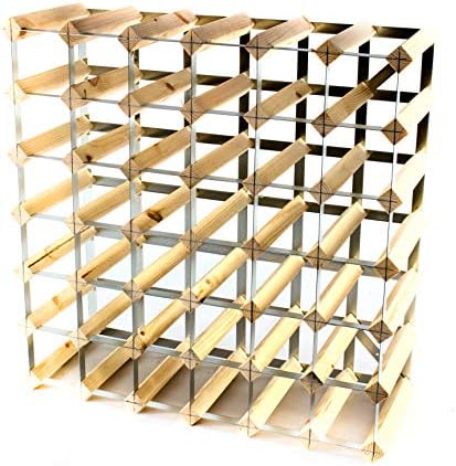 Classic 42 Bottle Pine Wood and galvanised Metal Wine Rack Ready Assembled