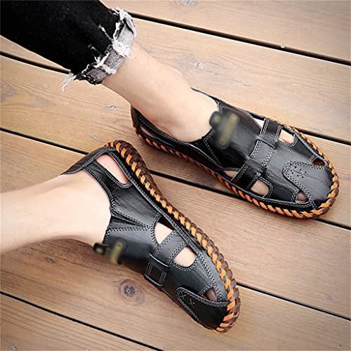 Men Sandals Real Leather Casual Beach Shoes Fisherman Leisure Trekking Non-Slip Breathable Slippers Hiking(43)2