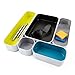 Three by Three Seattle 5 Piece Metal Organizer Tray Set for Storing Makeup, Stationery, Utensils, and More in Office Desk, Kitchen and Bathroom Drawers (2 Inch, Assorted Colors, Stripes)