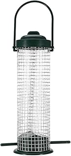 Mangeoire Oiseaux - Support Boules Graisse Extérieur, Distributeur Nourriture Grille Métal Suspendu | Mésange Petits Oiseaux Sauvages | Porte Boule Crochet Acier Jardin Cour Pelouse, Grille Galva