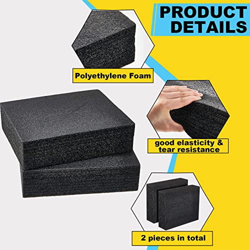 Hoolerry 2 Pcs Customizable Polyethylene Foam Packing Inserts for Cases Thick Polyethylene Cuttable Foam Sheet for Tool Box, Camera, Crafts, Storage and Crafts (12" X 10" X 3.125",Black) - Thumbnail 3