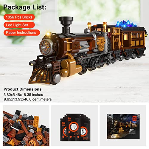 Funwhole Train Lighting Building Bricks Set - Steampunk Ore Train Led Light Building Set 1056 Pieces For Adults And Teens #TOP7
