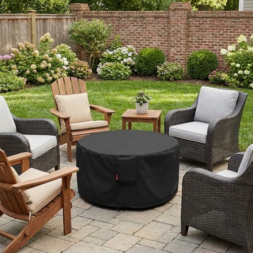 SheeChung Fire Pit Cover Round 56”D X 22”H for Solo Stove Fire Pit Surround Table,Waterproof Heavy Duty 600D Polyester Outdoor Table Protective Cover,Large Shelter for Smokeless Gas Fire Pit by SheeChung - Image 4