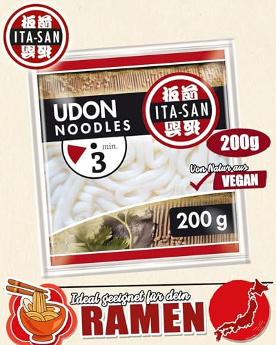ITA-SAN Udon Nudeln, Gewürzen, schnelle und einfache Zubereitung, halal, vegetarisch, 1 x 200 g