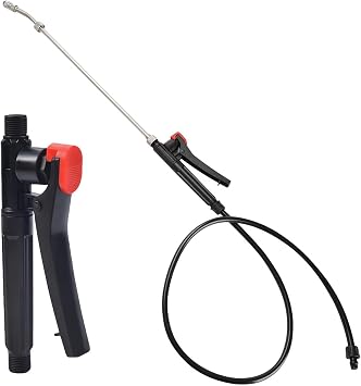 VANPET Pump Action Pressure Sprayer Wand, Greenwood Backpack Sprayer Parts, 29 Inches Stainless Steel Sprayer Wand with Shut Off Valve Pump Action Pressure Sprayer Wand & Hose