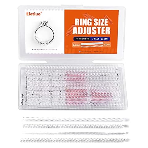 12 Pack Ring Size Adjuster for Loose Rings Invisible Transparent Silicone Guards Clip Noodle Jewelry Tightener Connector Fitter Resizer 4 Sizes Fit Almost Any Ring for Women and Men Cover