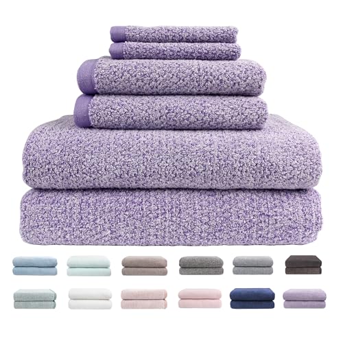 Everplush Diamond Jacquard 6 Pieces Bath Towel Set, Luxury Super