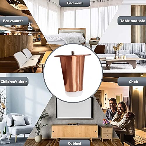 Image of VOLO Furniture Legs 3 inch, Heavy Duty Sofa Legs, Modern Style Furniture Legs, DIY Replacement SS Metal Legs for Table Cabinet Cupboard Sofa Couch Chair, (Set of 4 pcs)(A-67) (3 inch- 75 mm, Rose Gold)