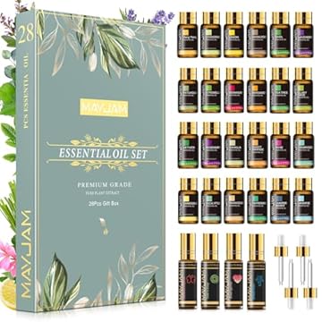 MAYJAM Essential Oils Set 28 - Essential Oils Gift Set for Humidifier, Diffusers, DIY, Home, 24 Single Essential Oil + 4 Blends Essential Oil
