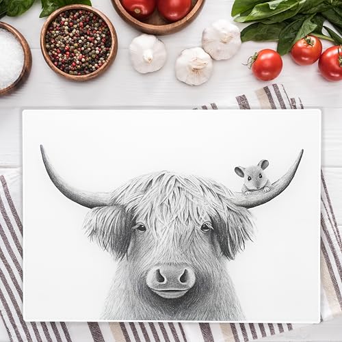 Pavilion-Gift-Company-Highland-Cow-1375-x-975-Glass-Cutting-Board-Highland-Cow-Cattle-Farmhouse-Farm-Animal-Kitchen-Decor Pavilion Gift Company Highland Cow 1375 x 975 Glass Cutting Board Highland Cow Cattle Farmhouse Farm Animal Kitchen Decor