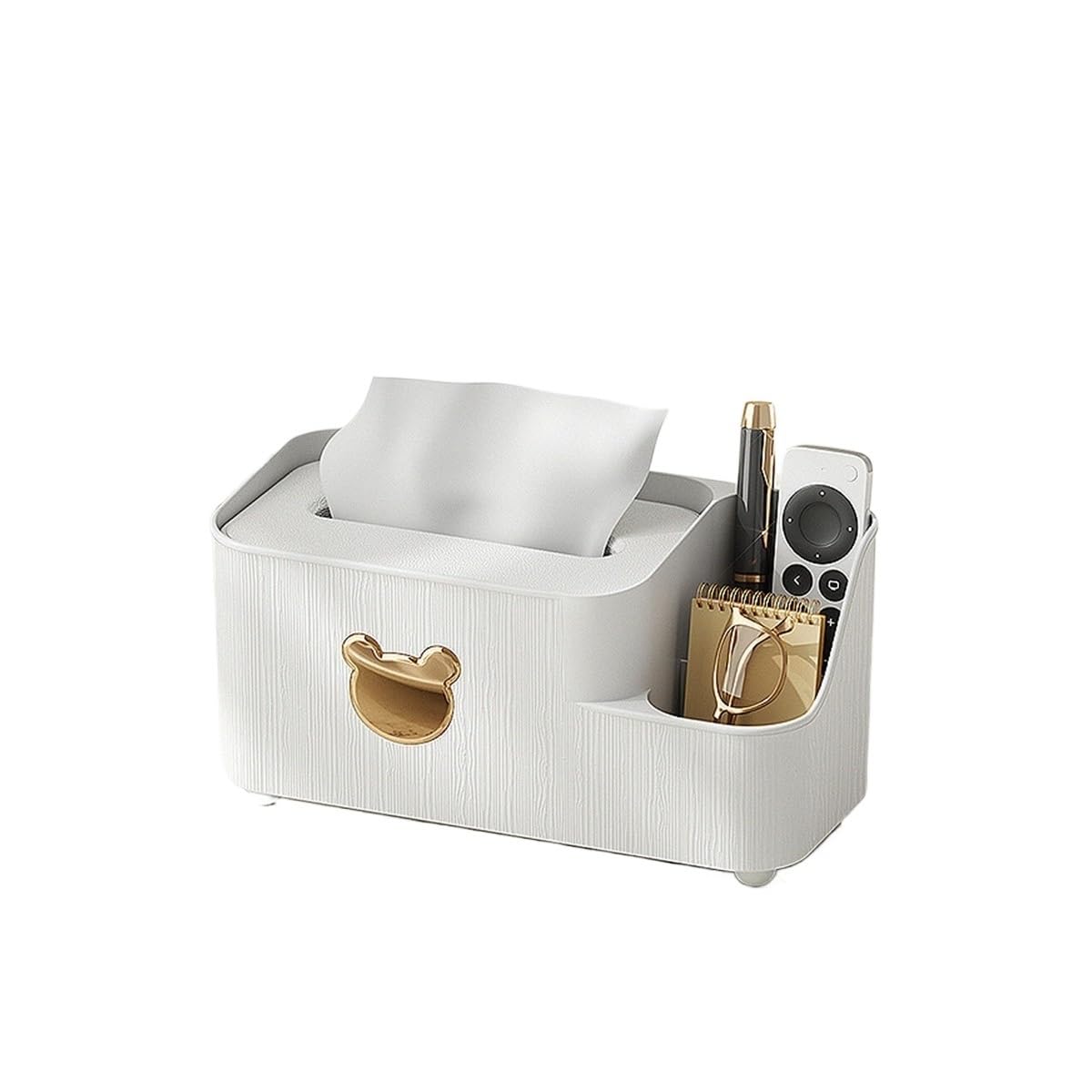 Multi Functional Tissue Storage Box Living Room Dining Paper Split Format Desktop(White-Small)