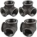 Gimiton 4 Pack 3 Way Pipe Fitting Malleable Iron DN25 1" Black Malleable Cast Iron Pipe Tee Fitting Industrial Steel Side Outlet Elbow 3-Way Fitting (DN25 1")